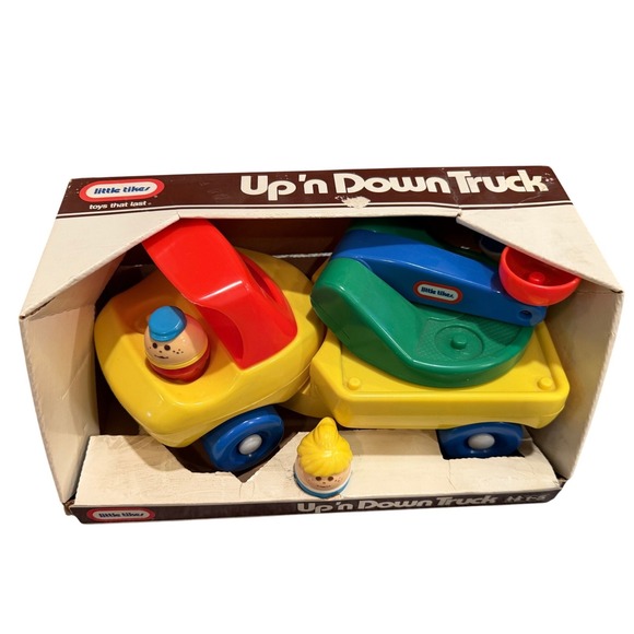 Vintage Little Tikes Toddle Tots Up N Down Truck Box Little 3 People Figures Box - Picture 1 of 15